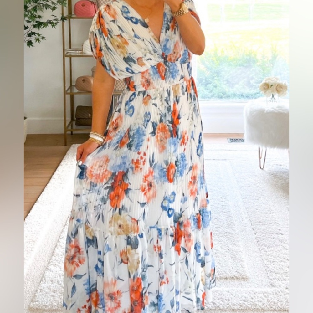 Express Floral Pleated Maxi Dress